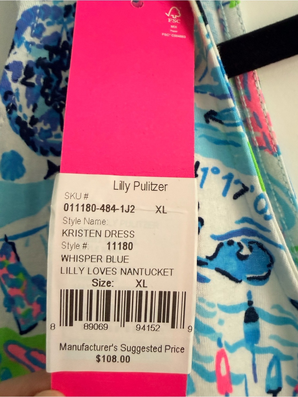 NWT Lilly Pulitzer Kristen Swing Dress in the "Lilly Loves Nantucket" XL - Picture 5 of 5